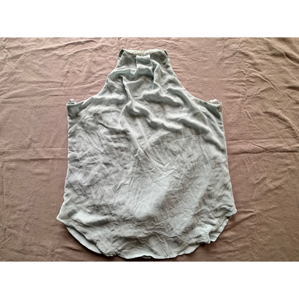 Naked Zebra Sage Green Halter Wrap Front Sleeveless Blouse Top Medium - Picture 2 of 7